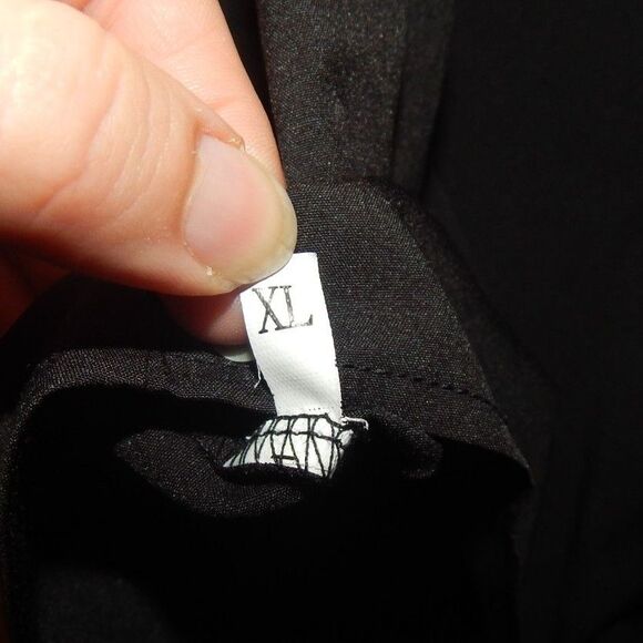 women's x-large solid jet black v-neck button front flowy sleeve blouse - Picture 6 of 6